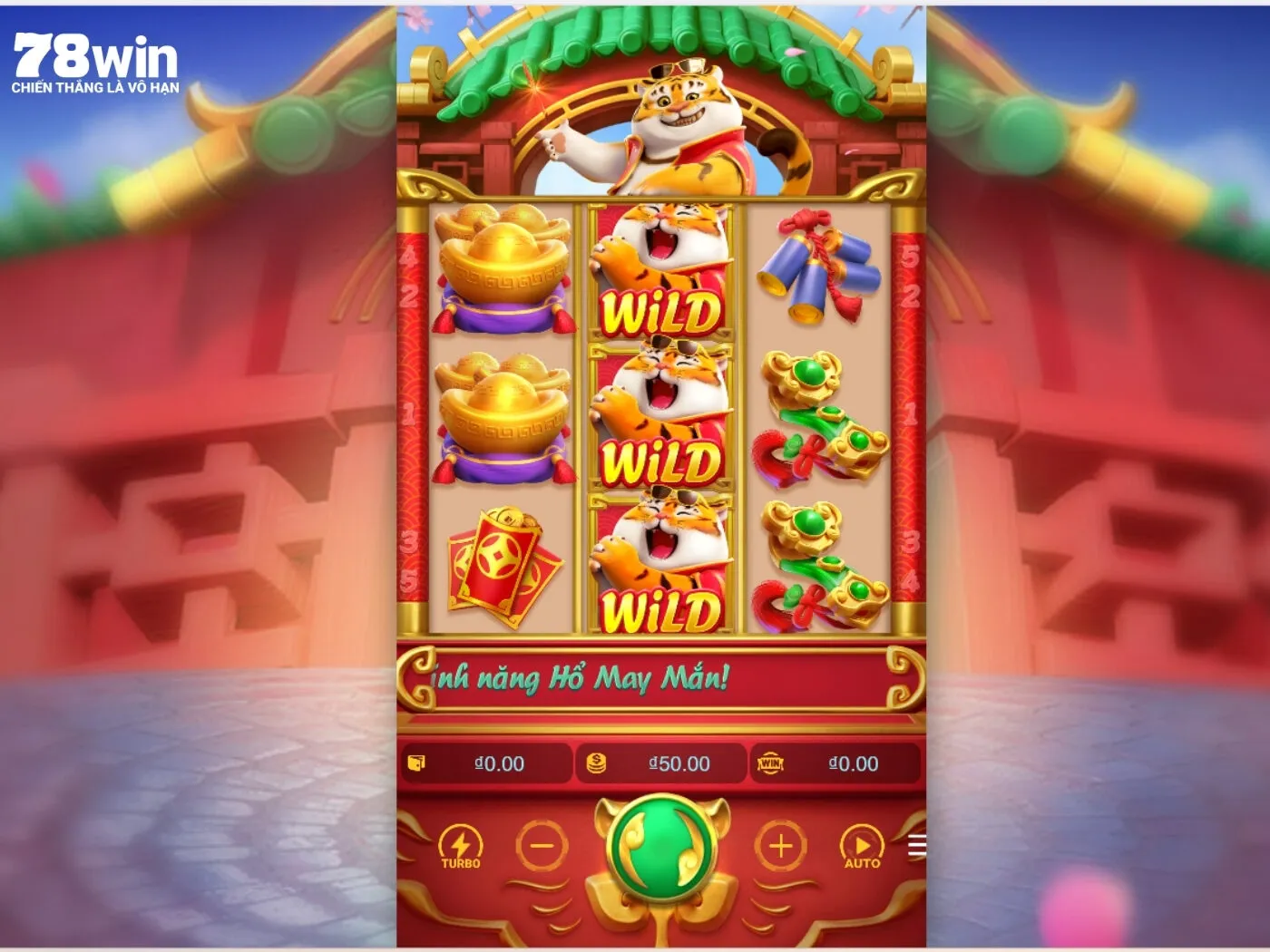Giao diện chính của trò chơi Hổ May Mắn 78Win