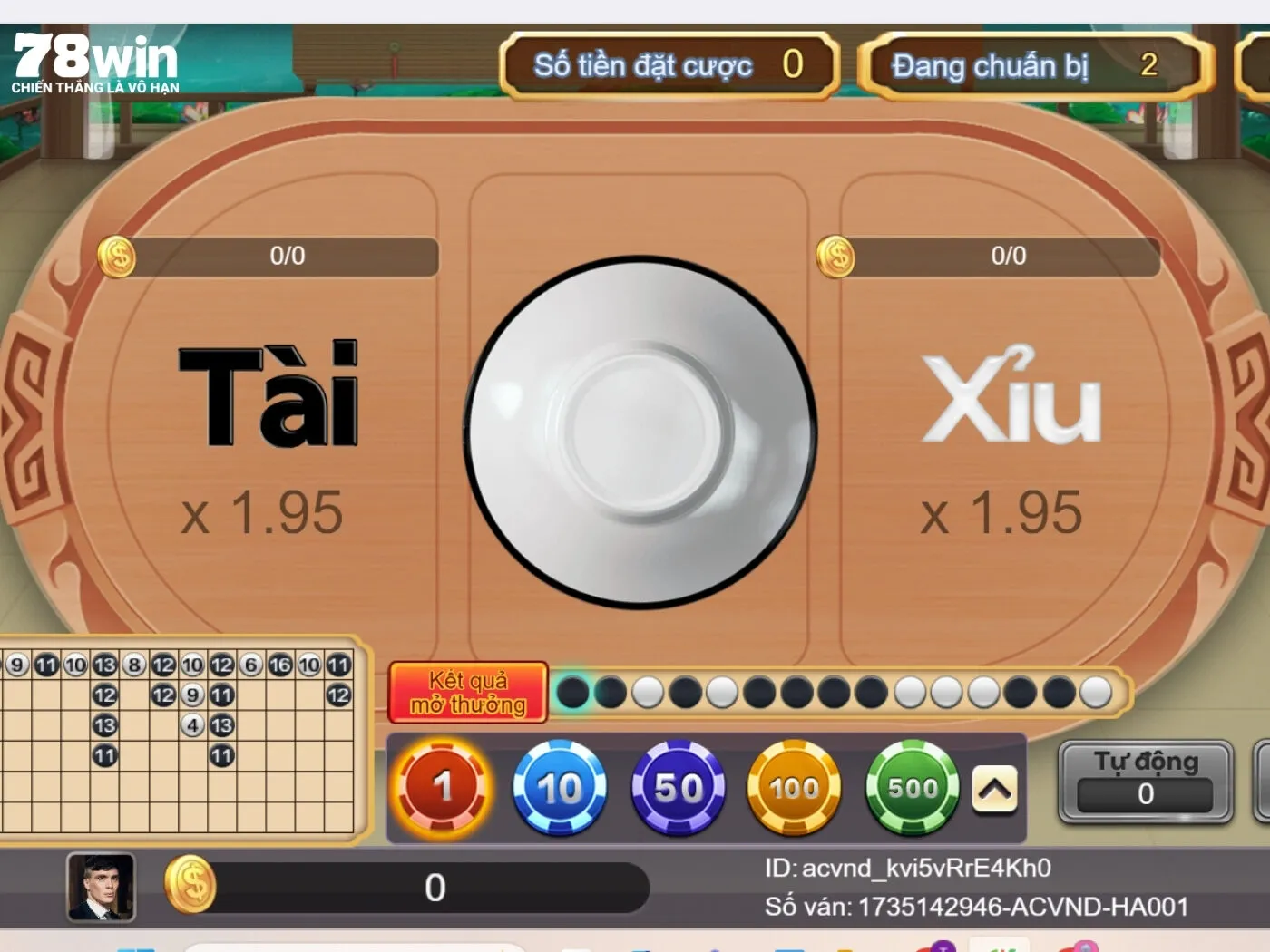 Giao diện chính của trò chơi Sicbo 78Win