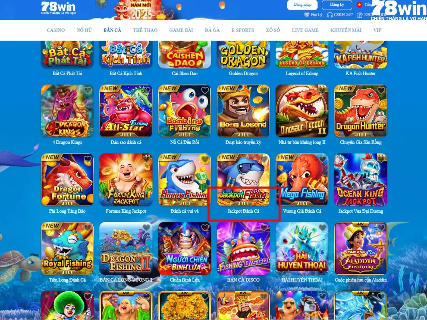 Hướng dẫn các bước tham gia cá cược Jackpot đánh cá 78win