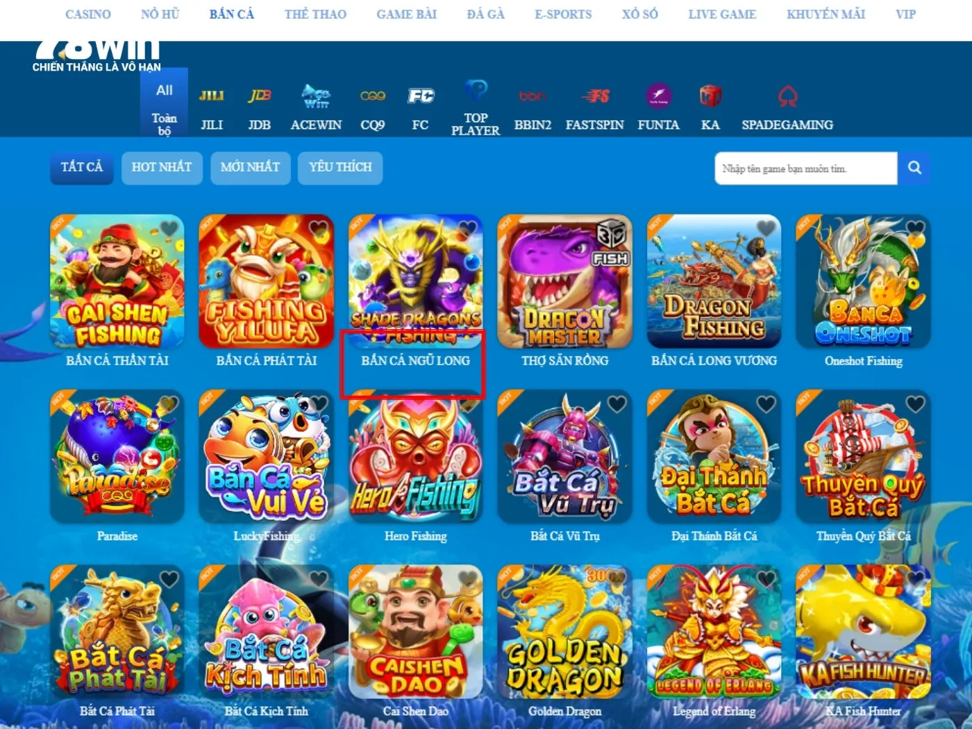 Hướng dẫn cách tham gia chơi bắn cá ngũ long 78win