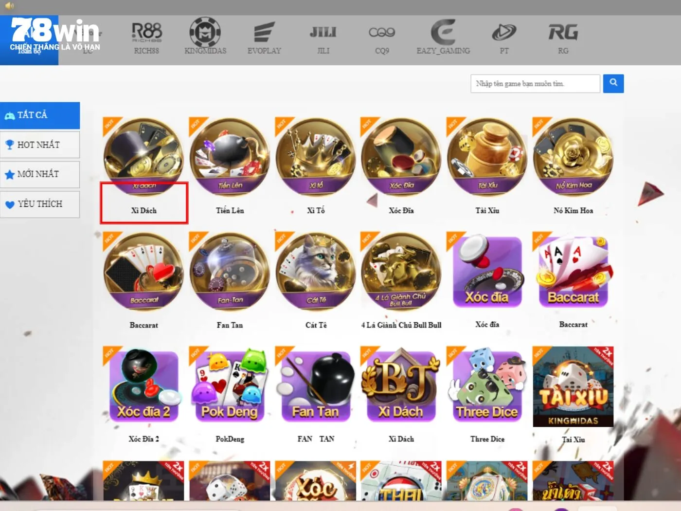 Hướng dẫn cách tham gia game bài Xì Dách 78win