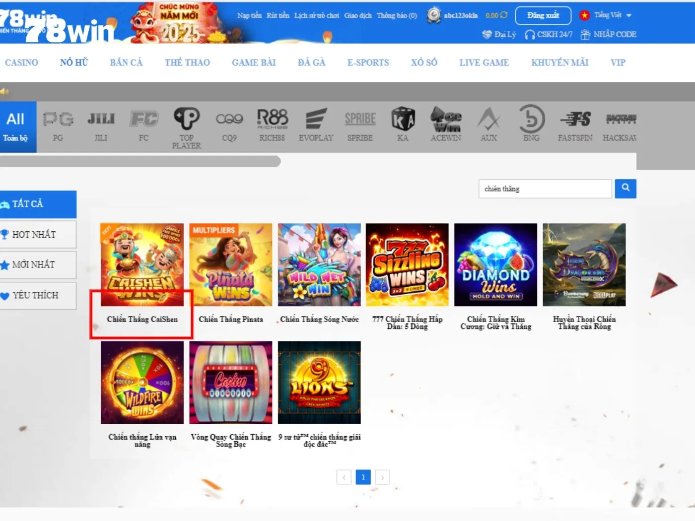 Hướng dẫn cách vào game Chiến Thắng Caishen 78Win