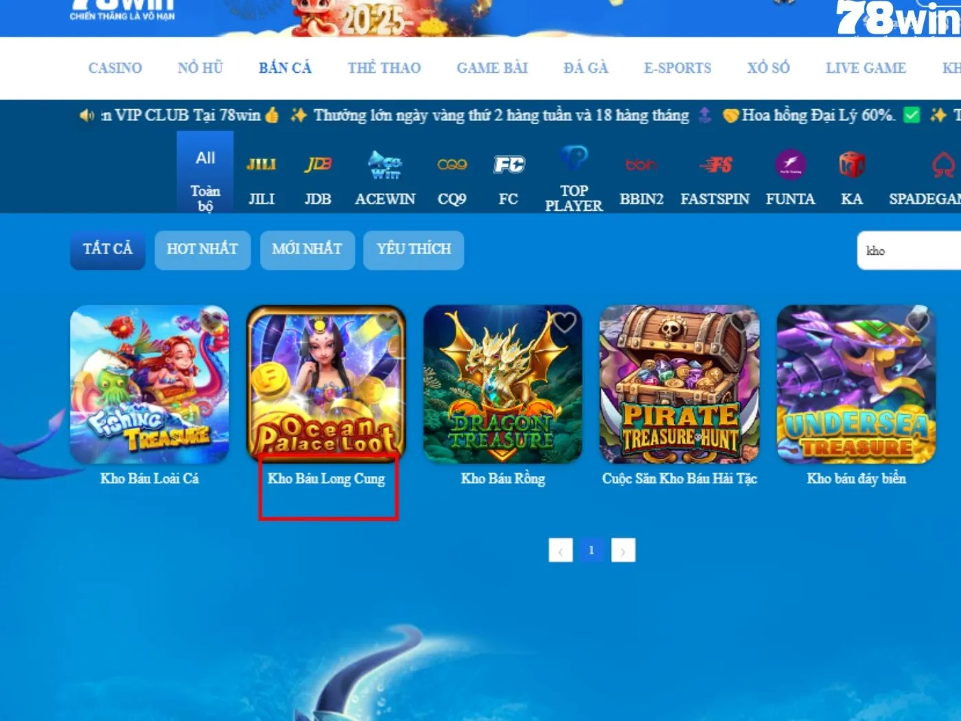 Hướng dẫn cách vào game Kho Báu Long Cung 78Win