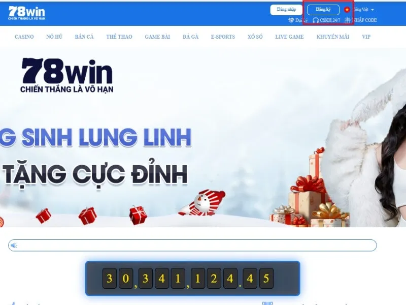 Lựa chọn mục đăng ký trên giao diện chính