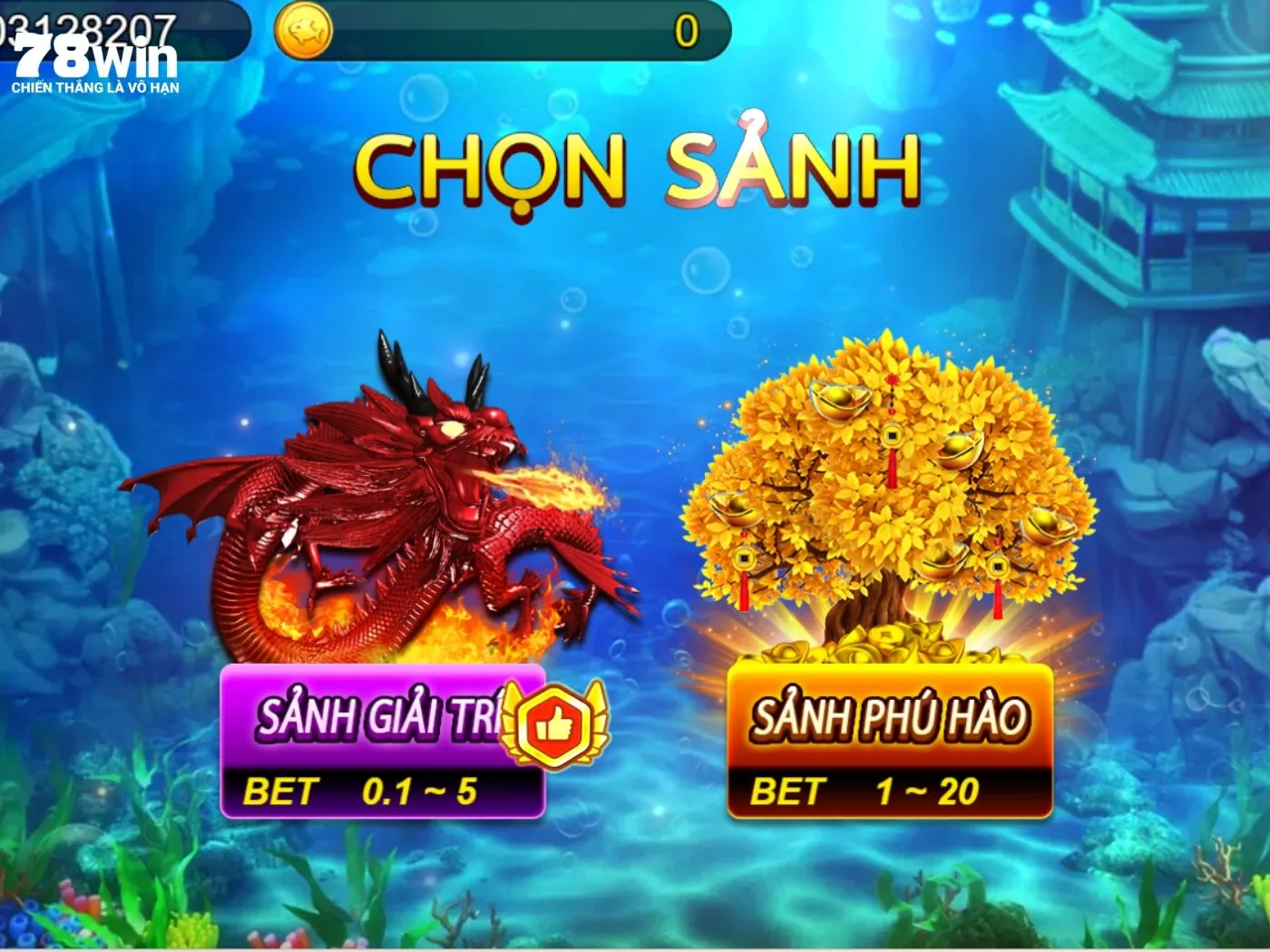 Những sảnh chơi chính trong game bắn cá Cây Tiền 78Win
