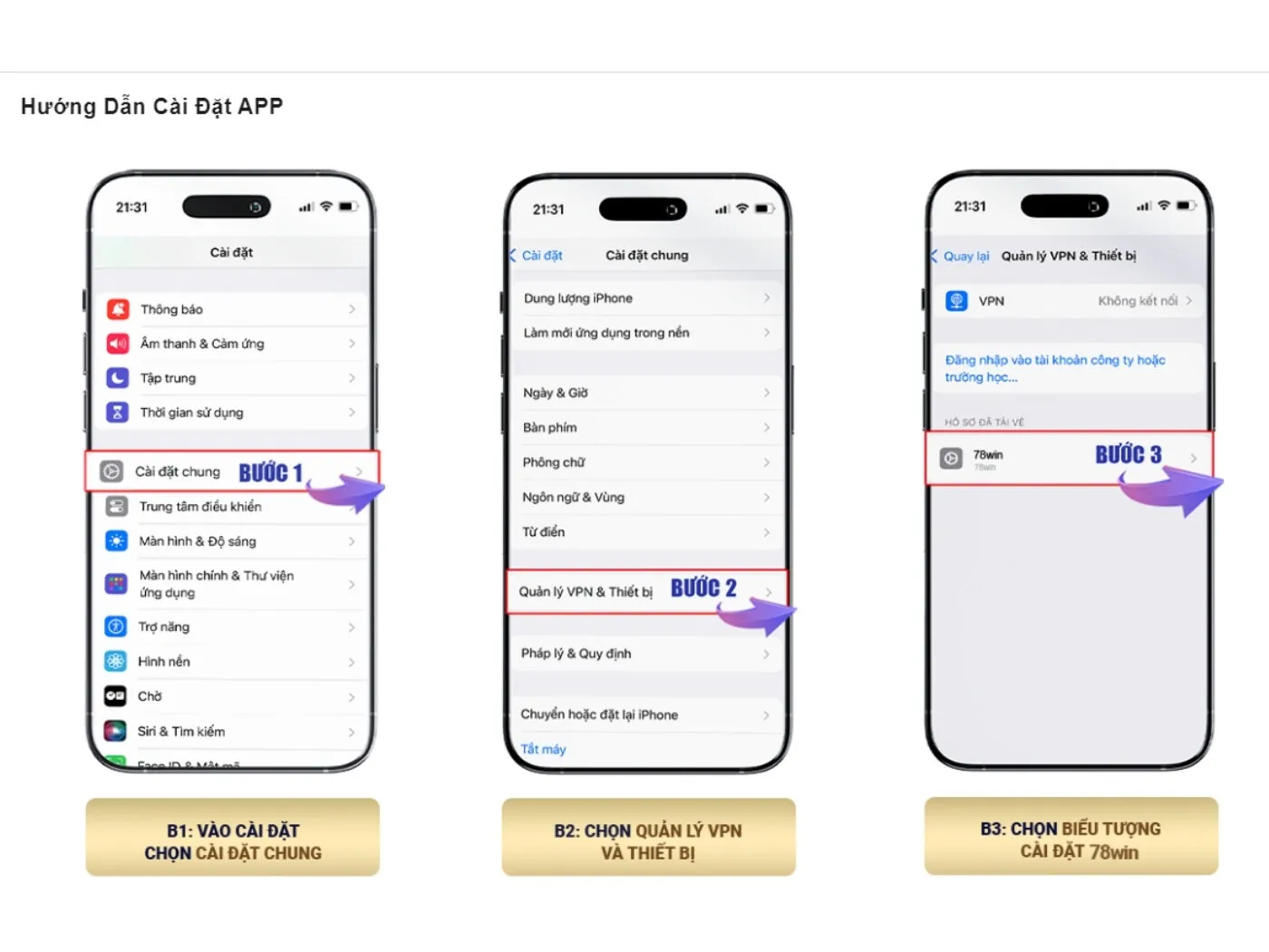 Các bước thực hiện khi tải app