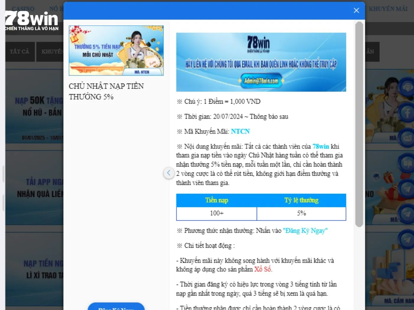 Thưởng nạp tiền tăng thêm cho cược thủ